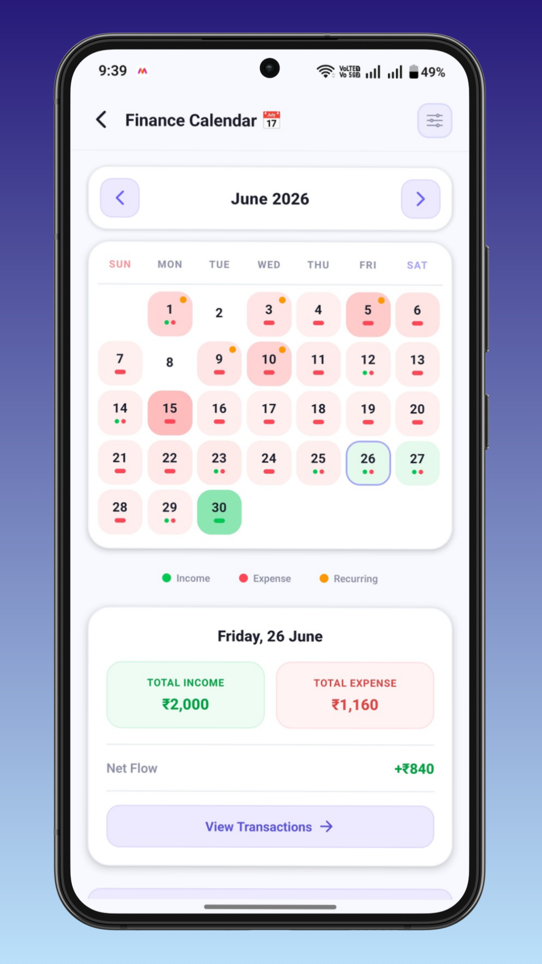 Finance Calendar